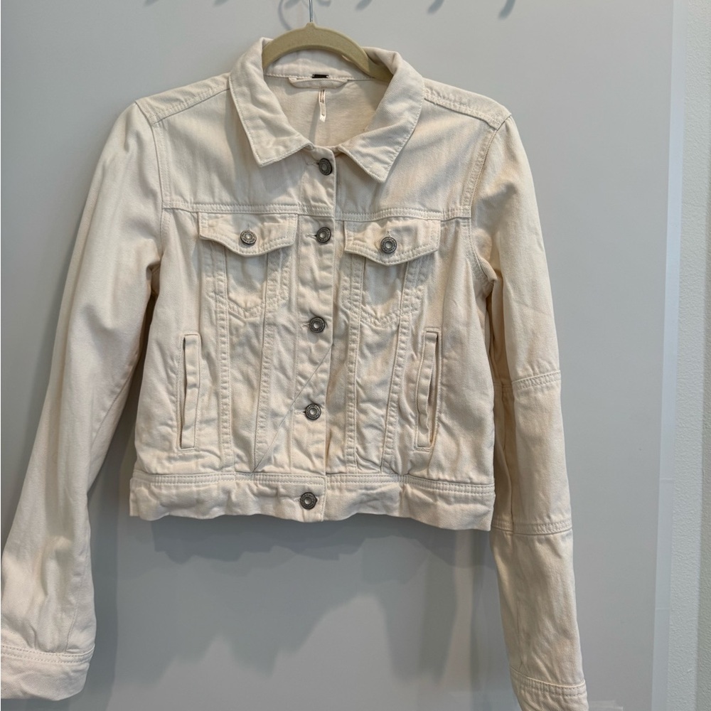 Free People Women's Cream Denim Jacket